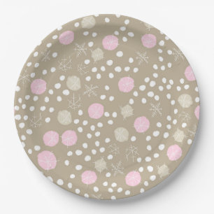 Assiettes En Carton Plaques en papier Motif rose et or Noël