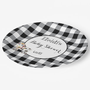 Assiettes En Carton Plaques en papier noir et blanc à Baby shower avec