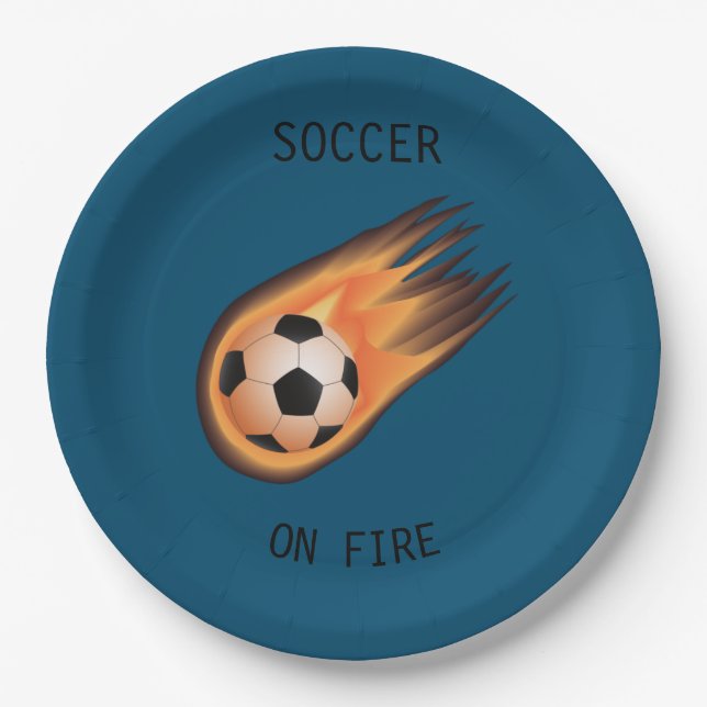 Assiettes En Carton Plaques en papier "On Fire" du FOOTBALL. (Devant)