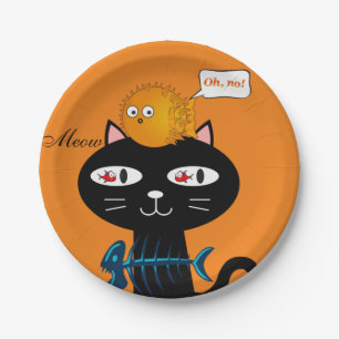 Assiettes En Carton Plaques en papier, os de poisson de chat noir Oran