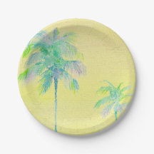 Plaques en papier Palm Tree jaune pâle Multicolore