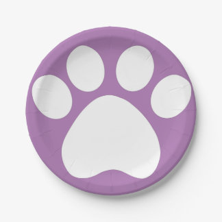 Assiettes En Carton Plaques en papier Pawprint violet