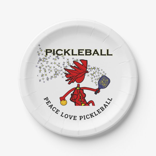 Assiettes En Carton Plaques en papier PICKLEBALL PEACE LOVE (Devant)