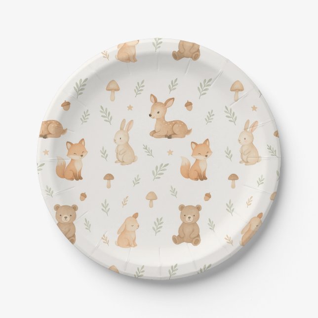 Assiettes En Carton Plaques en papier pour animaux de bois - Joli thèm (Devant)