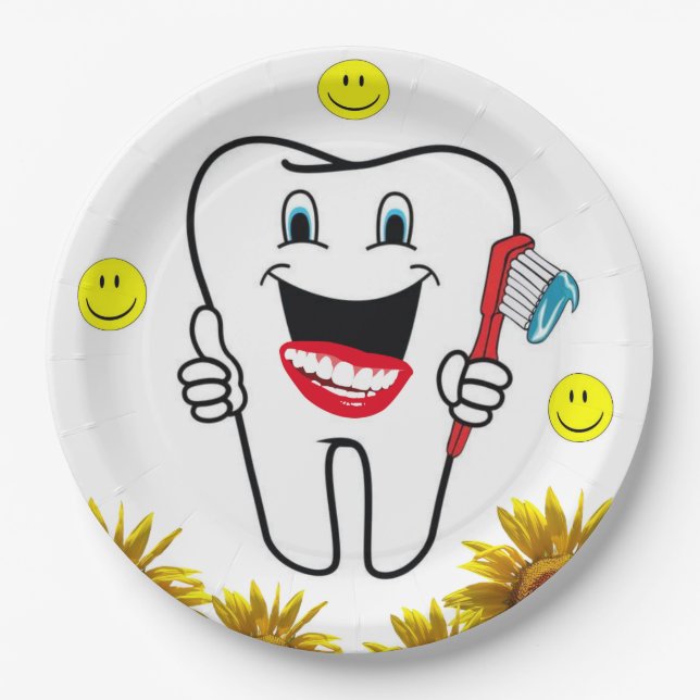 Assiettes En Carton Plaques en papier pour dentiste de tournesol (Devant)
