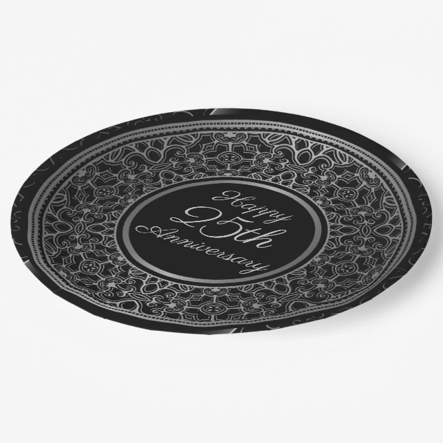 Assiettes En Carton Plaques en papier pour médaillon d'argent du 25e a (Angle)