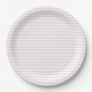 Assiettes En Carton Plaques en papier rayé blanc et rose