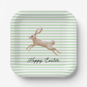 Assiettes En Carton Plaques en papier rayé de lapin de Pâques