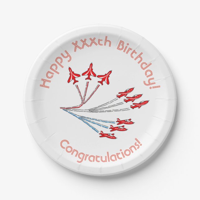 Assiettes En Carton Plaques en papier Red Jet Planes, papier 17,8 cm (Devant)