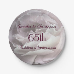Assiettes En Carton Plaques en papier rose, 65e anniversaire de Mariag