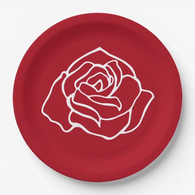Assiettes En Carton Plaques en papier rose rouge (Devant)