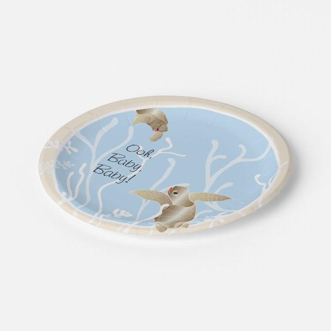 Assiettes En Carton Plaques en papier "Tan bleu tortue" (Angle)