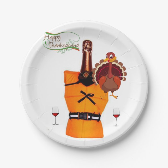 Assiettes En Carton Plaques en papier Thanksgiving Wine (Devant)