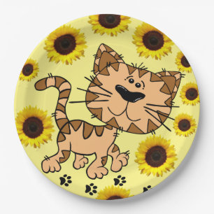 Assiettes En Carton Plaques en papier Tonneau de tournesol Kitten
