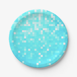 Assiettes En Carton Plaques en papier Turquoise Aqua Pixels