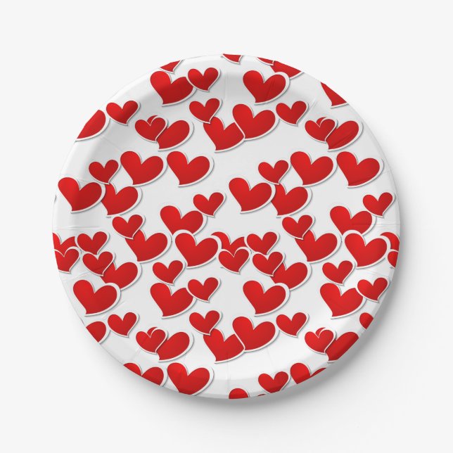 Assiettes En Carton Plaques en papier Valentine Hearts (Devant)