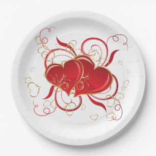 Assiettes En Carton Plaques en papier Valentine Hearts
