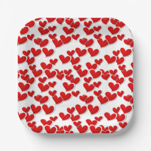 Assiettes En Carton Plaques en papier Valentine Hearts