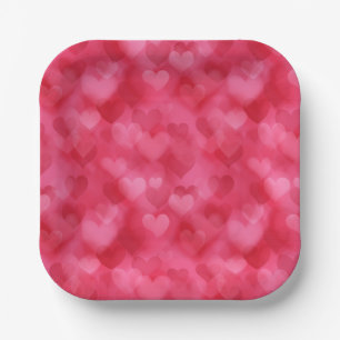 Assiettes En Carton Plaques en papier Valentine Hearts