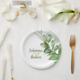 Assiettes En Carton Plaques en papier vert Eucalyptus