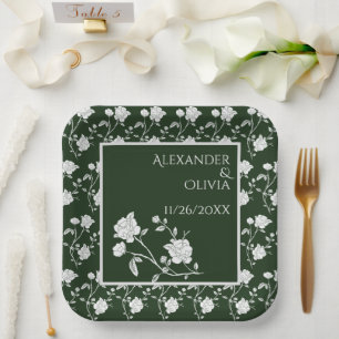 Assiettes En Carton Plaques en papier Wedding shower Emerald Green Ros
