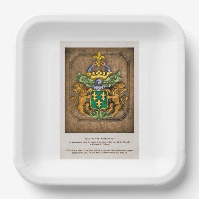 Assiettes En Carton Plaques En Papier Westerfield Famille Armoiries (Recto)