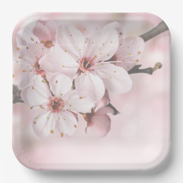 Assiettes En Carton Plaques et bosses en papier Cherry Blossom (Recto)