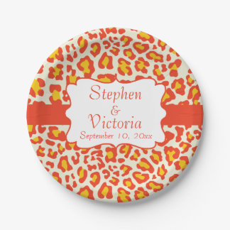 Assiettes En Carton Plaques Leopard Orange Jaune Livre Blanc Personnal