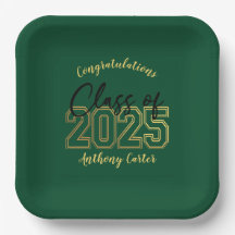 Plaques Luxe Green & Gold Graduation Party