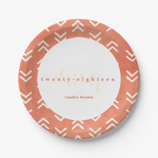 Assiettes En Carton Plaques modernes Burnt Orange Arrow Graduation Par (Devant)