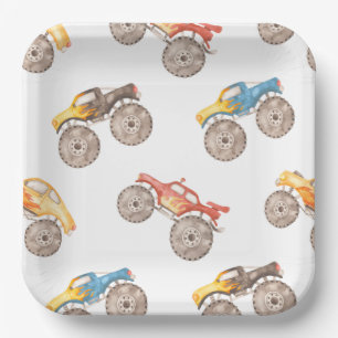 Assiettes En Carton Plaques Monster Truck Party