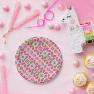 Assiettes En Carton Plaques Papier 7" Roses Mandalas Flower Retro Bell