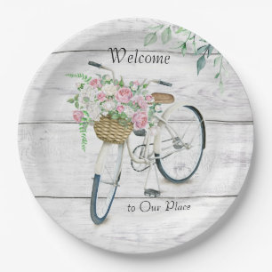 Assiettes En Carton Plaques papier 9" Welcome Spring Vicyclette