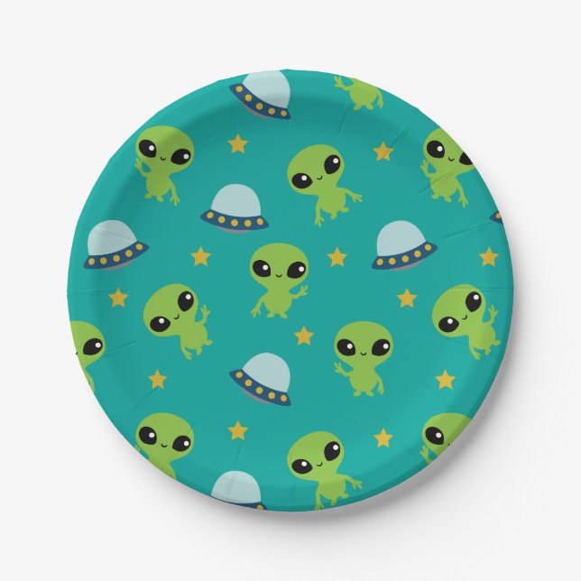 Assiettes En Carton Plaques papier Aliens (Devant)