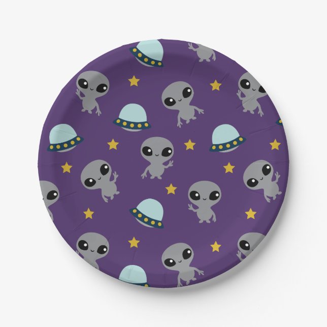 Assiettes En Carton Plaques papier Aliens (Devant)