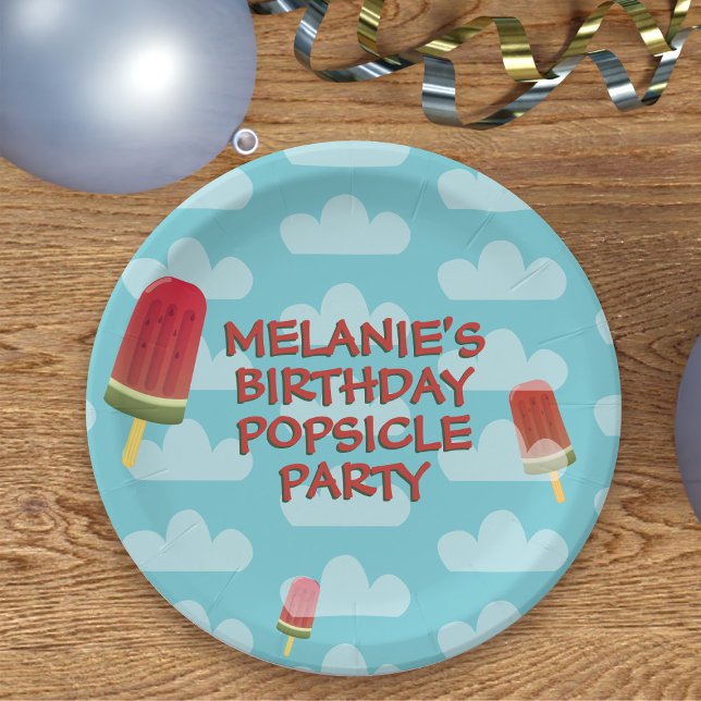 Assiettes En Carton Plaques Papier Anniversaire de enfant Cute Popsicl (🍧🍉🧁 Perfect for summer parties! Just add your name 🍧🍉🧁 )