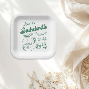 Assiettes En Carton Plaques Papier Bachelorette Green Beach