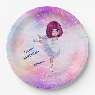 Assiettes En Carton Plaques papier Ballerina Dancer "Happy Birthday"