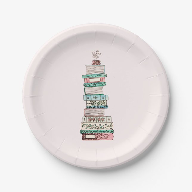 Assiettes En Carton Plaques papier Books & Blossoms (Devant)