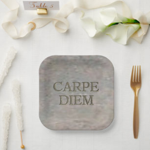Assiettes En Carton Plaques papier carré Carpe Diem Stone