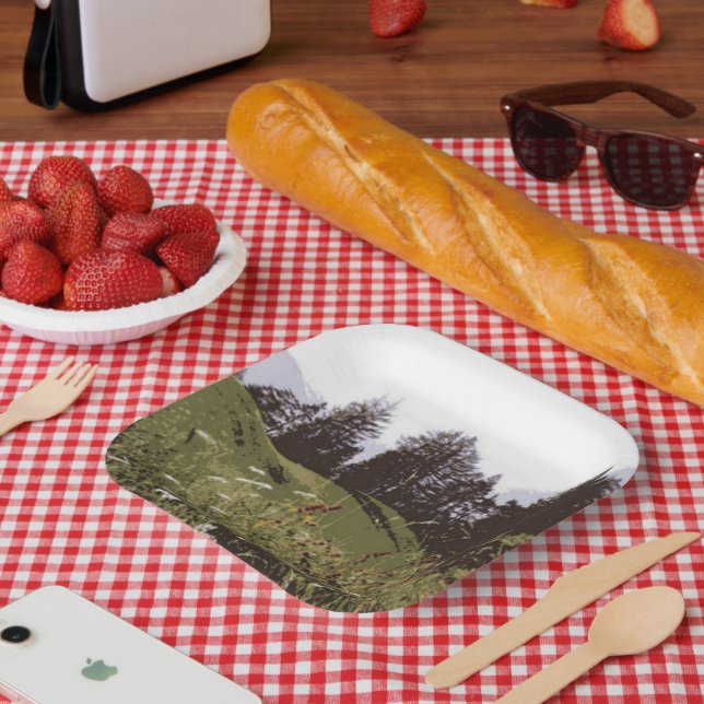 Assiettes En Carton Plaques papier carré High Mountain Paradise (Pique-nique)