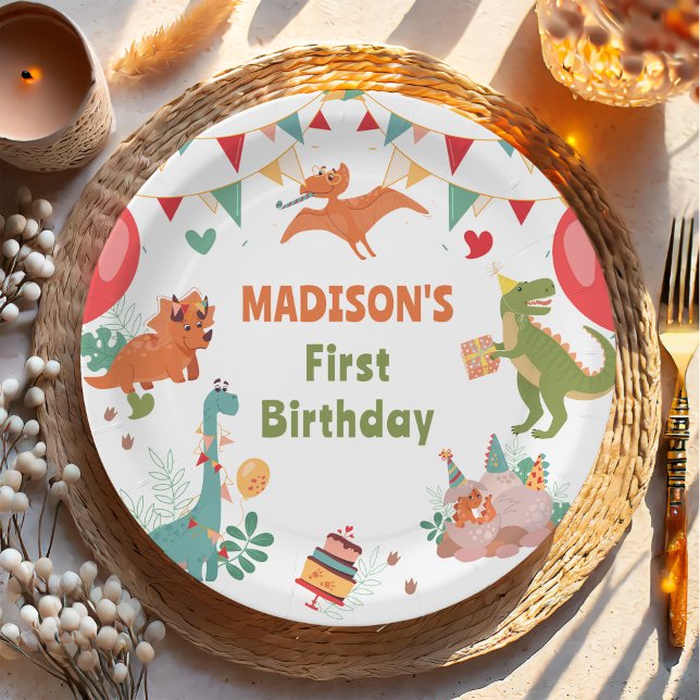 Assiettes En Carton Plaques Papier Cute Dinosaur (Créateur téléchargé)