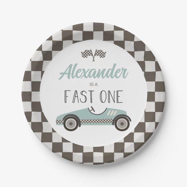 Assiettes En Carton Plaques papier d'anniversaire Fast One blue Race C (Devant)