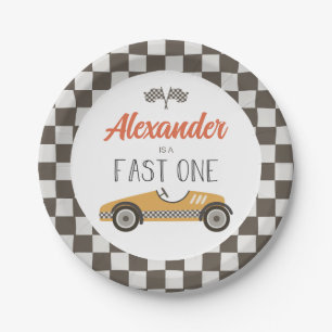 Assiettes En Carton Plaques papier d'anniversaire Fast One jaune Race 