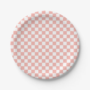 Assiettes En Carton Plaques papier d'anniversaire Pink Retro Checker
