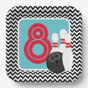 Assiettes En Carton Plaques papier d'anniversaire Retro Chevron Bowlin
