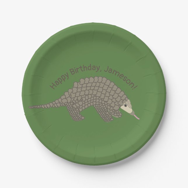 Assiettes En Carton Plaques Papier de fête d'anniversaire de Pangolins (Devant)