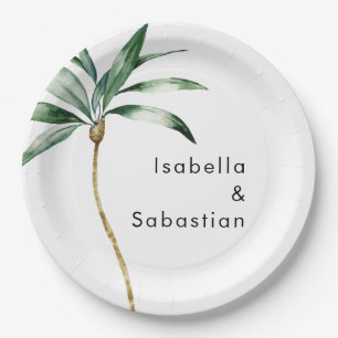 Assiettes En Carton Plaques Papier de mariage de destination Palm Tree