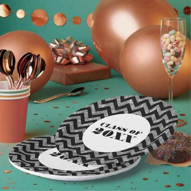 Assiettes En Carton Plaques papier de Parties scintillant Chevron Arge (Multi)