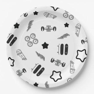 Assiettes En Carton Plaques papier de planche à roulettes 9"